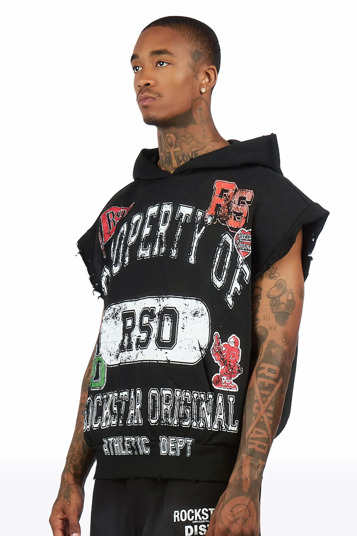 Syrix Black/Multi Cut Sleeve Hoodie