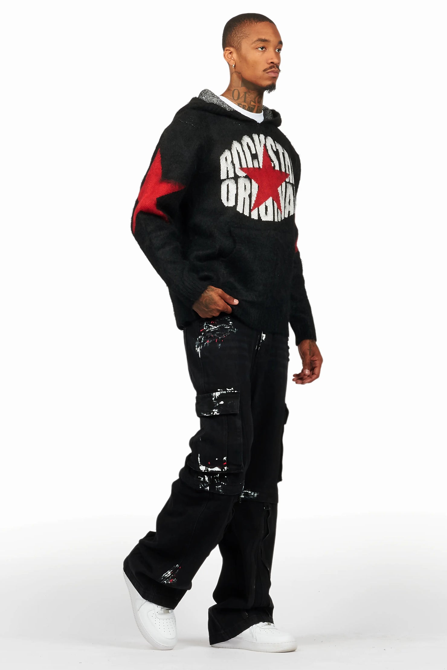 States Black Mohair Hoodie/Baggy Fit Jean Bundle