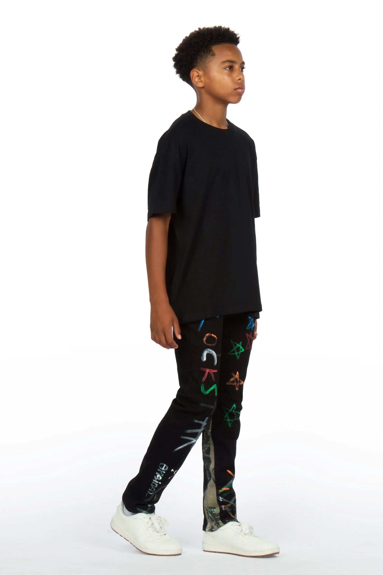 Boys Strass Black Painted Slim Jean
