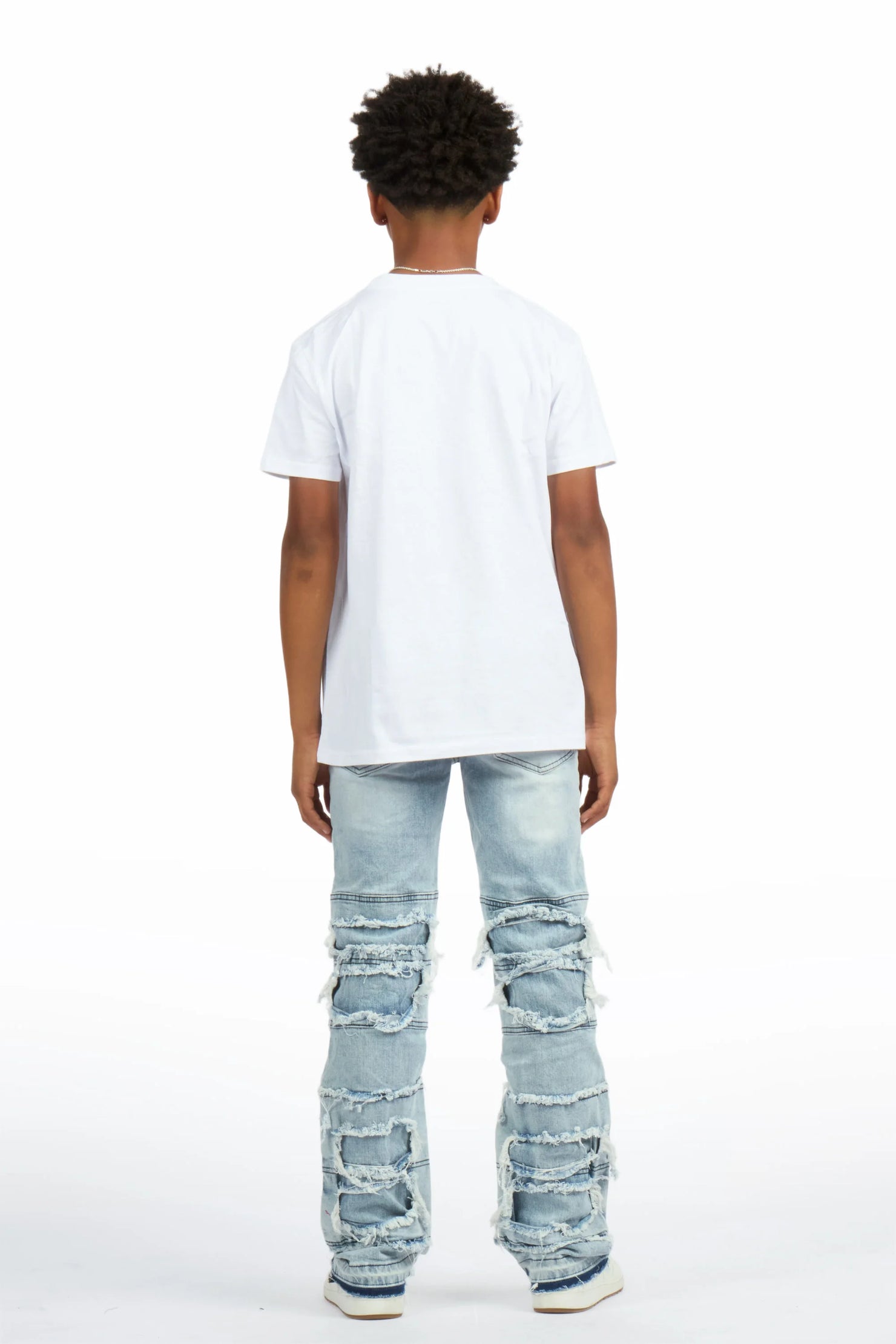 Boys Vasso Blue Stacked Painter Flare Jean