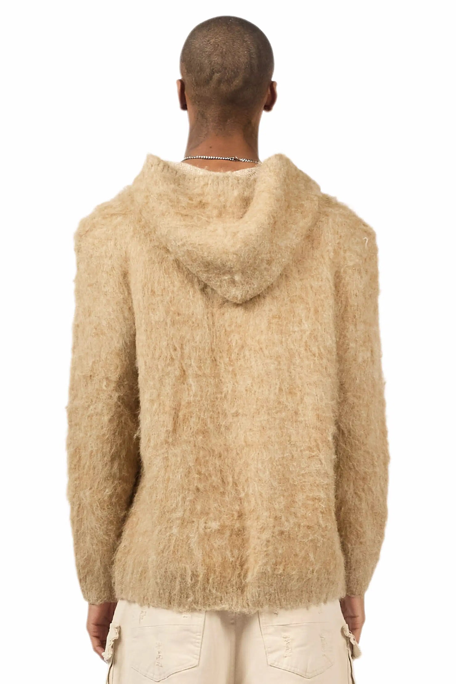 Andros Beige Graphic Knitted Hoodie