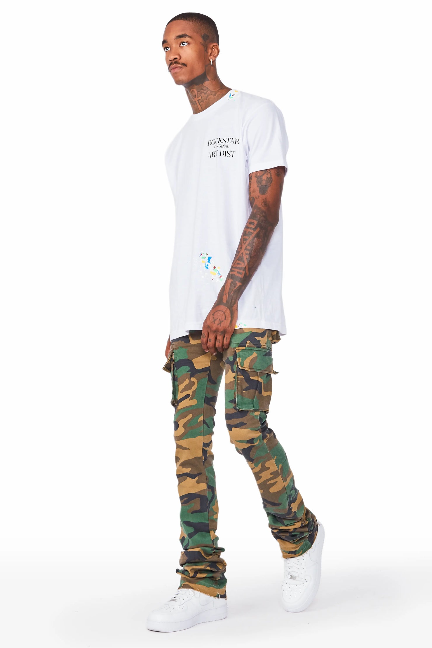 Kirrem Camo Super Stacked Flare Jean