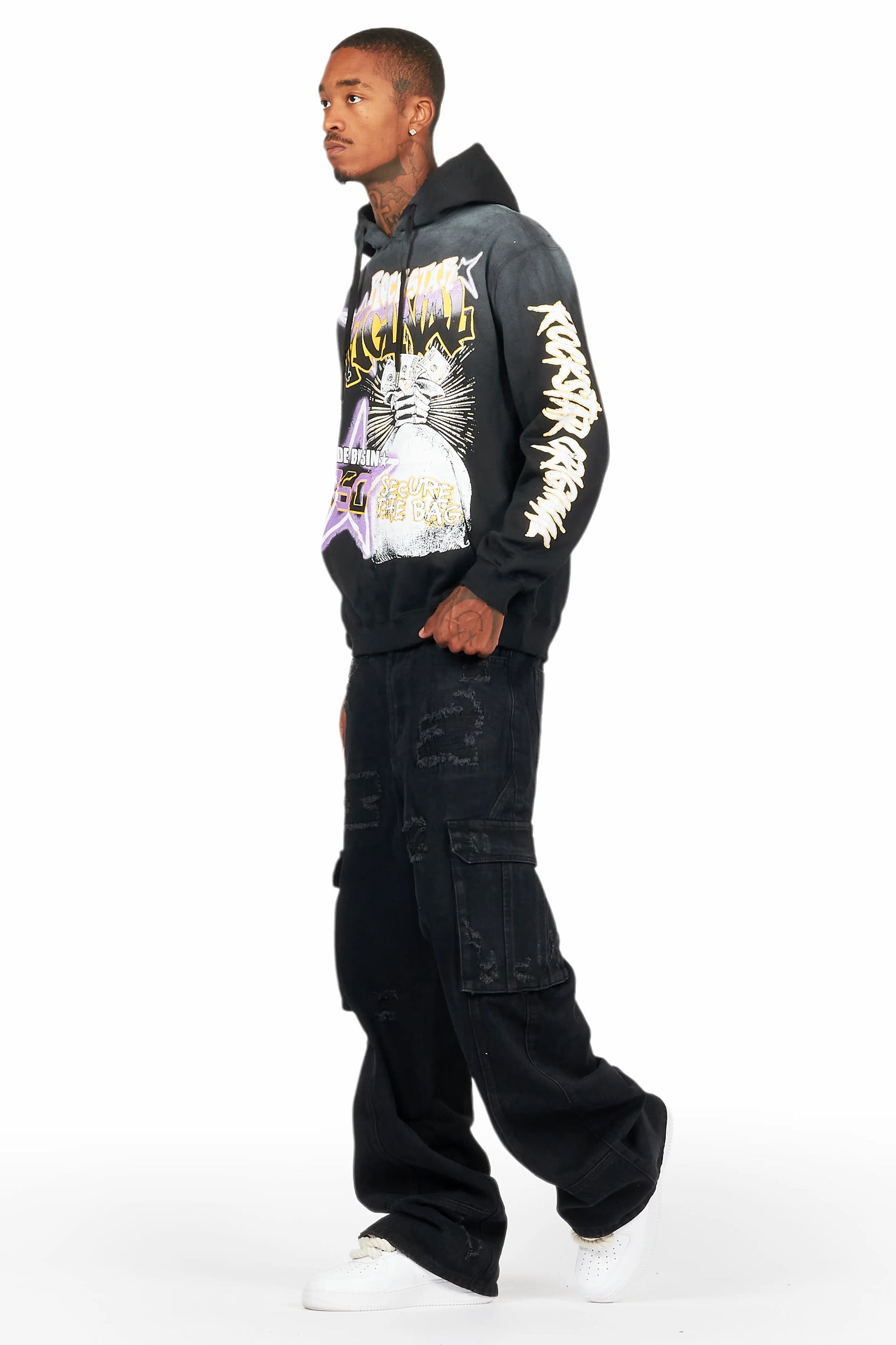 Nand Jet Black Baggy Cargo Jean