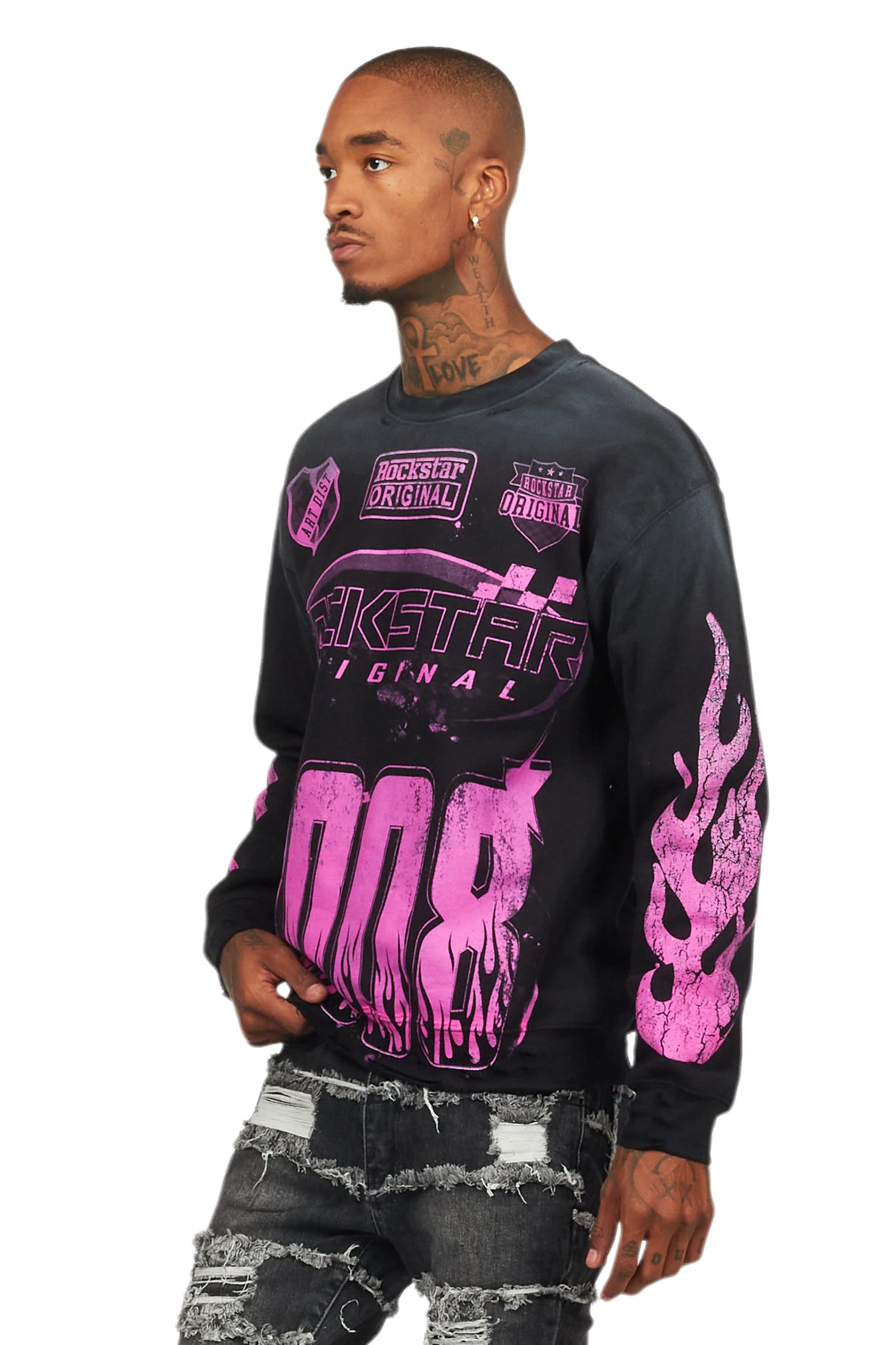 Amos Black/Pink Graphic Crewneck