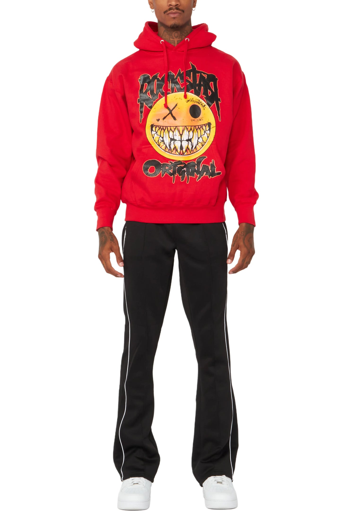 Fraust Red/Black Graphic Hoodie Track Pant Set