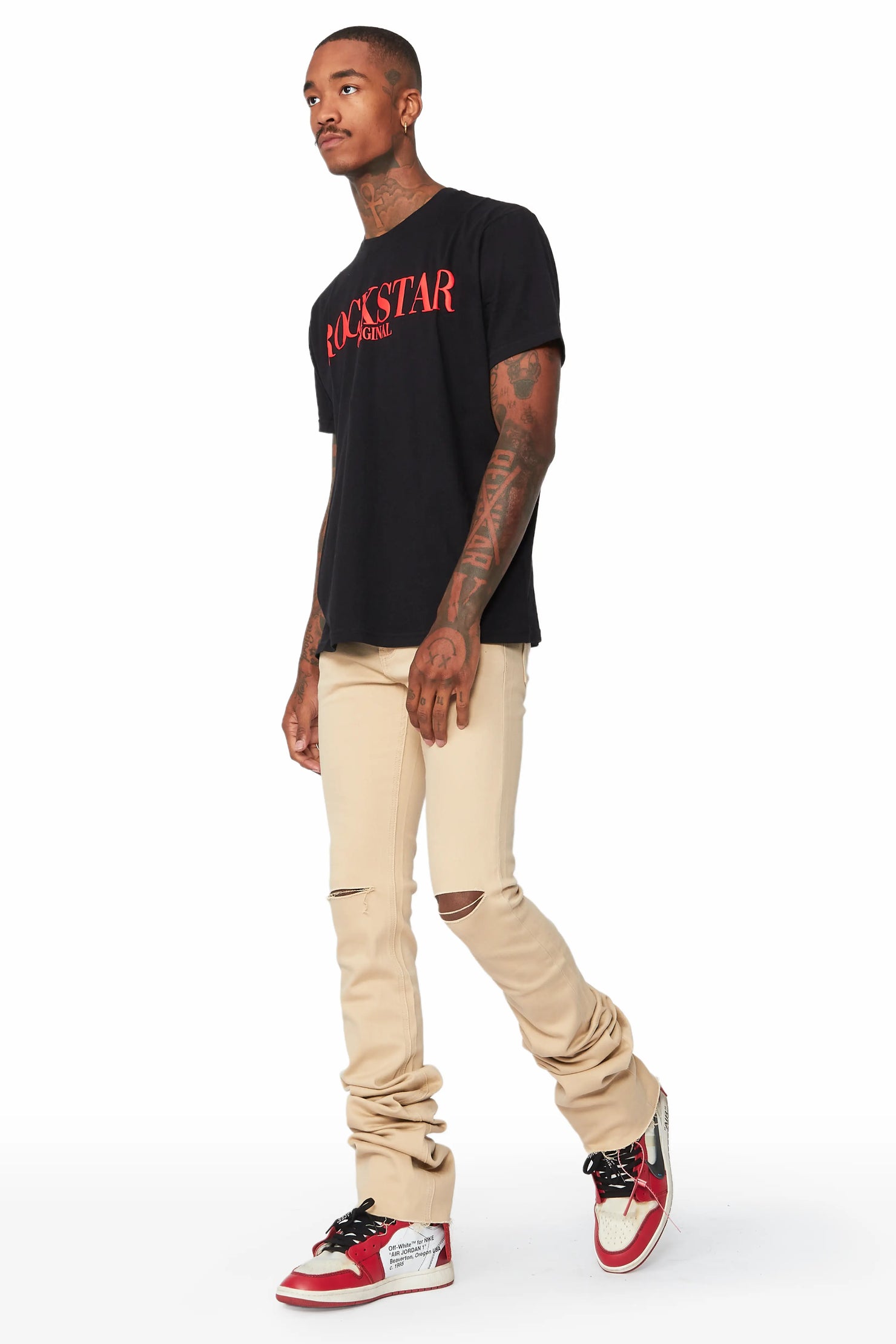 Faith Khaki Super Stacked Flare Jean