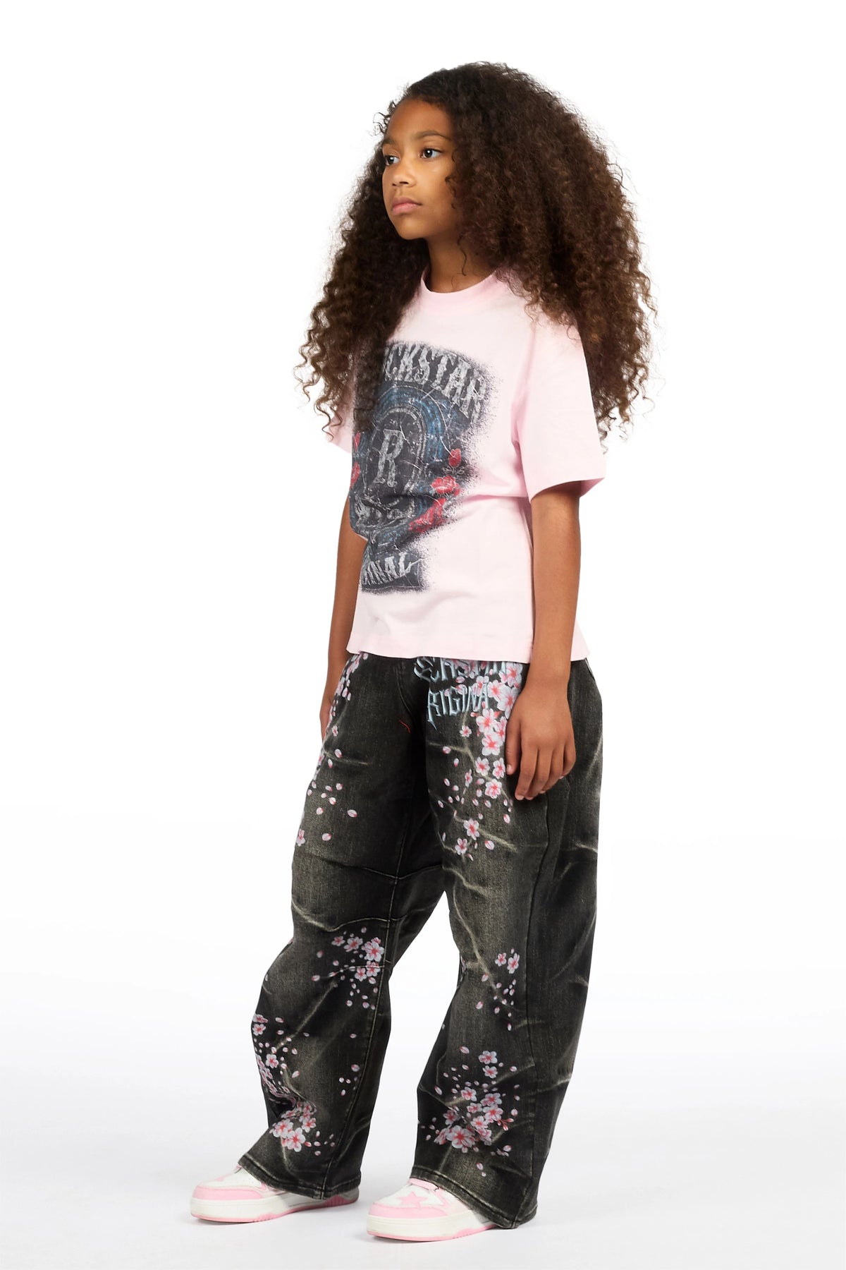 Girls Finna Black Barrel Fit Jean