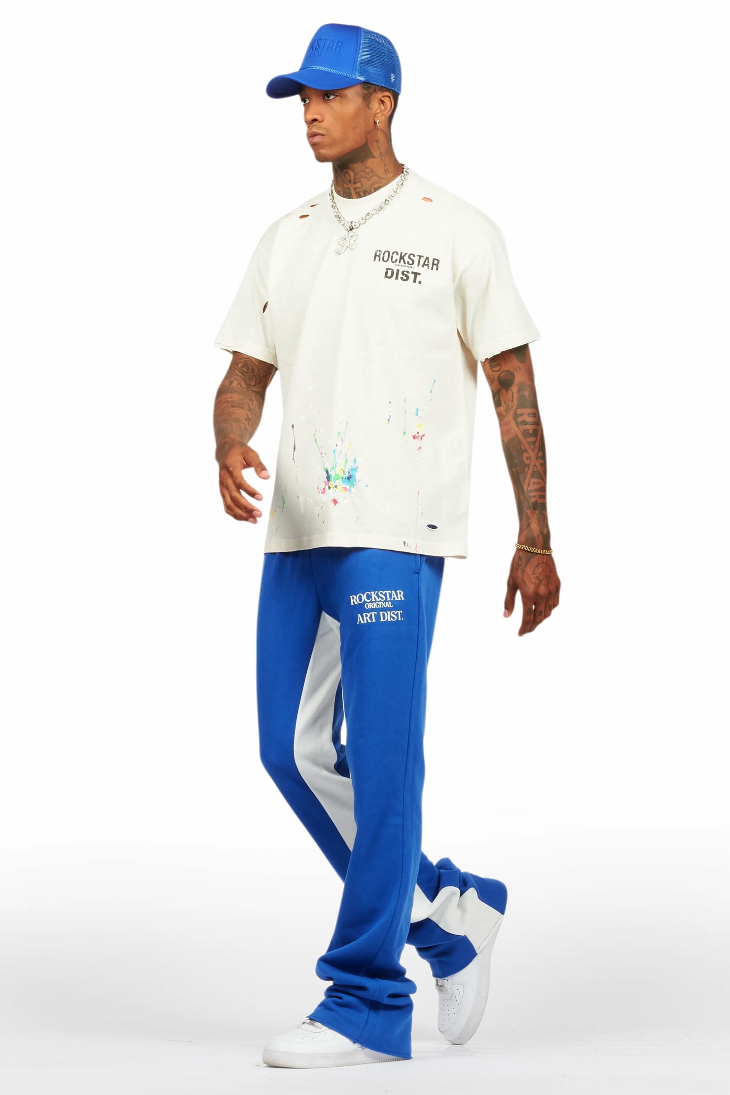 Ramsay Vintage Sand Oversized Distressed Graphic T-Shirt