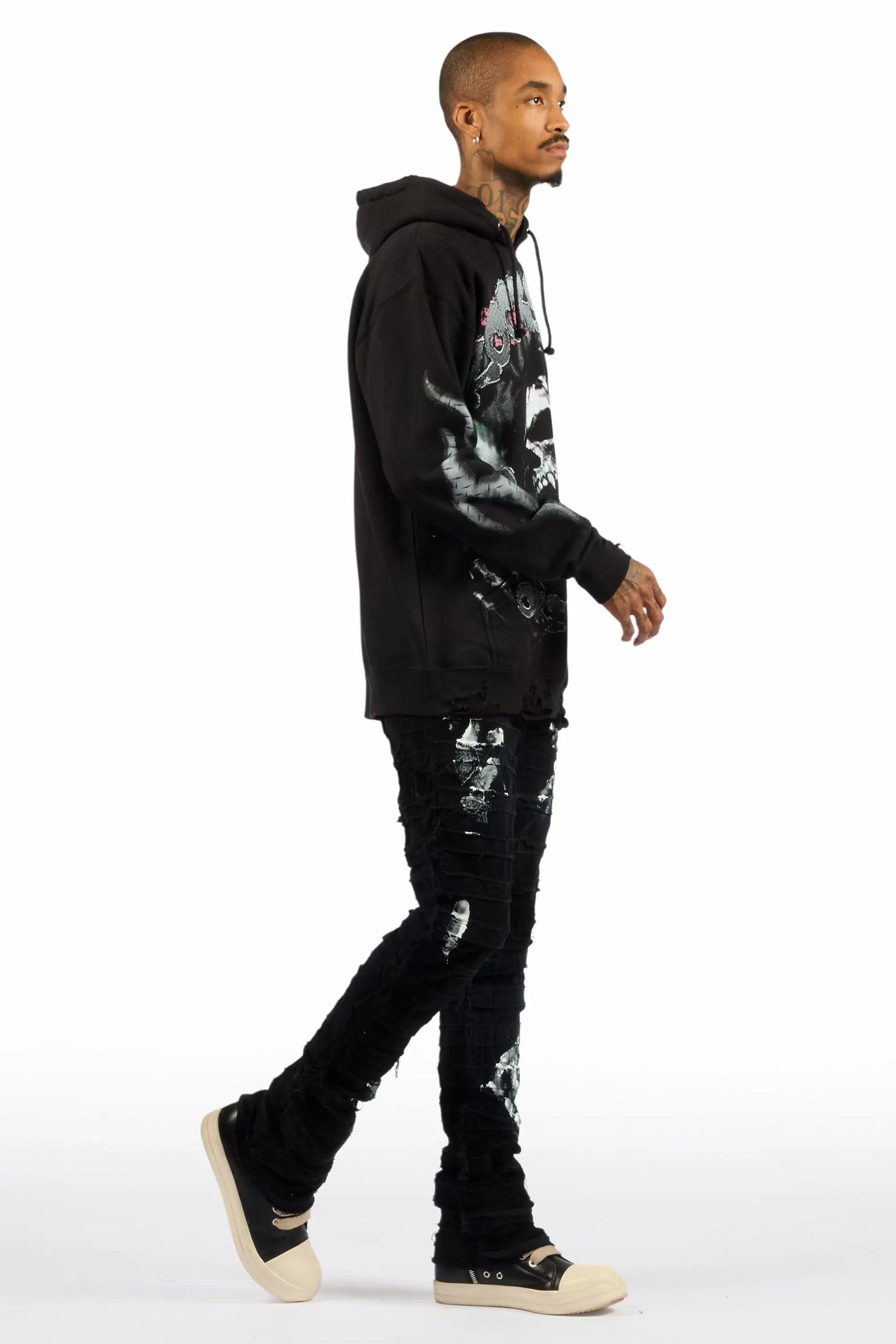 Garson Black Painter Stacked Flare Corduroy Pant