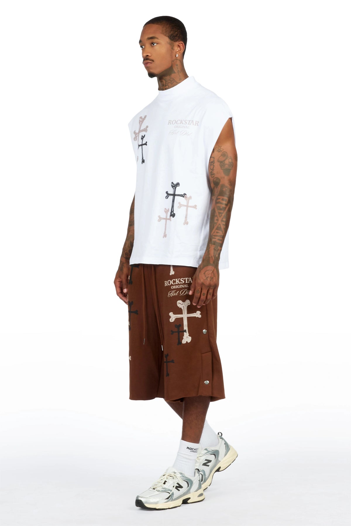 Roddy Brown Cut Sleeve T-Shirt/ Short Set