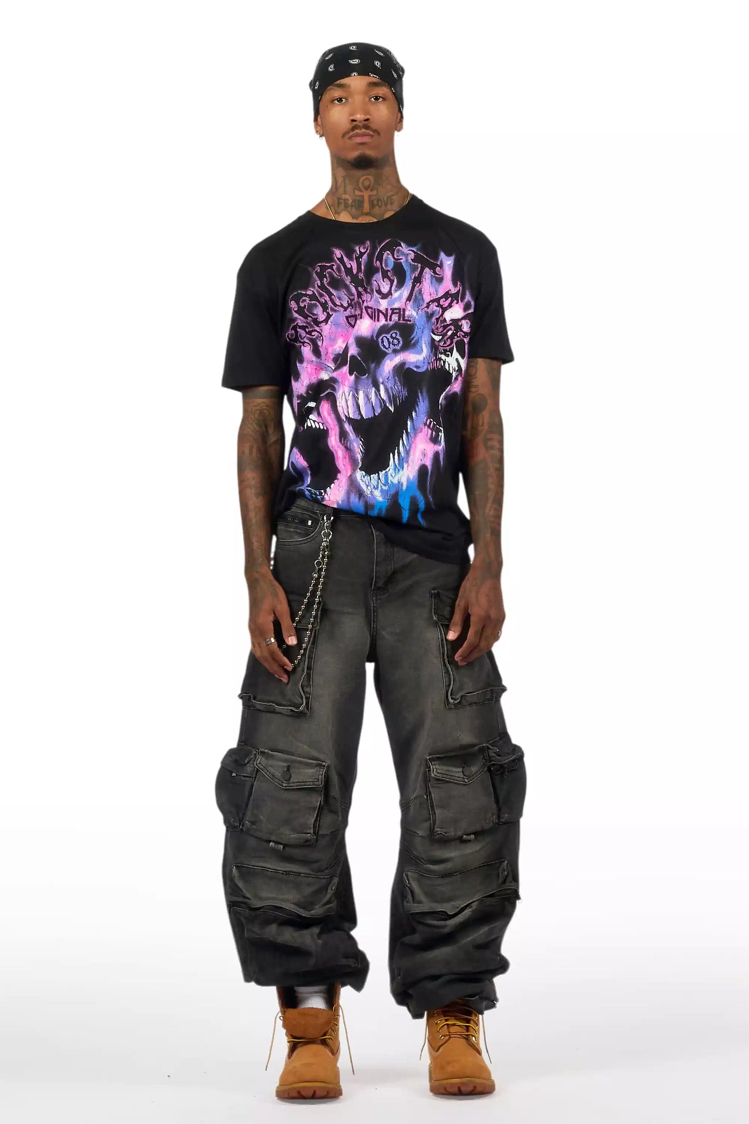 Mahesh Dark Grey Baggy Cargo Jean