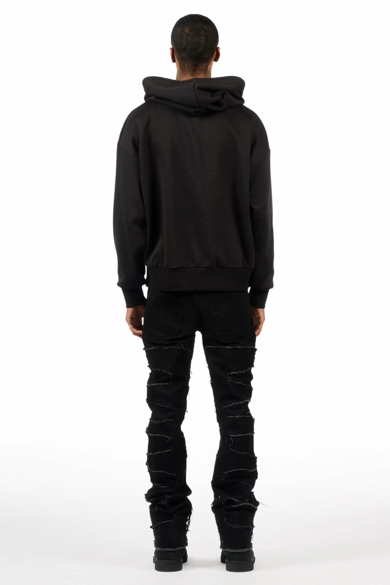 Saxon Black/Green Hoodie/Stacked Flare Jean Set