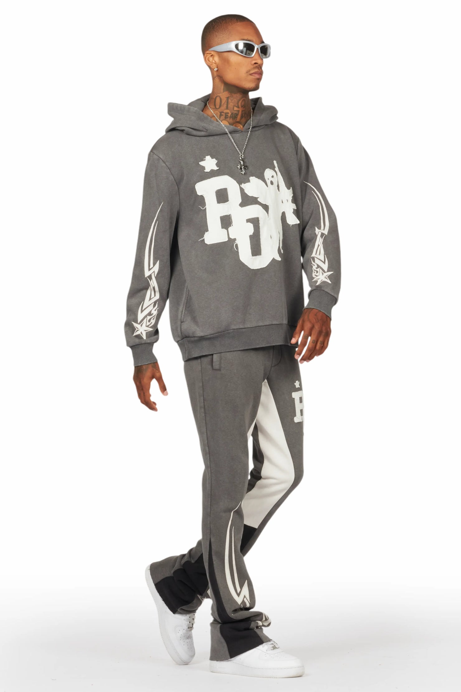 Pluton Charcoal Patchwork Stacked Track Set