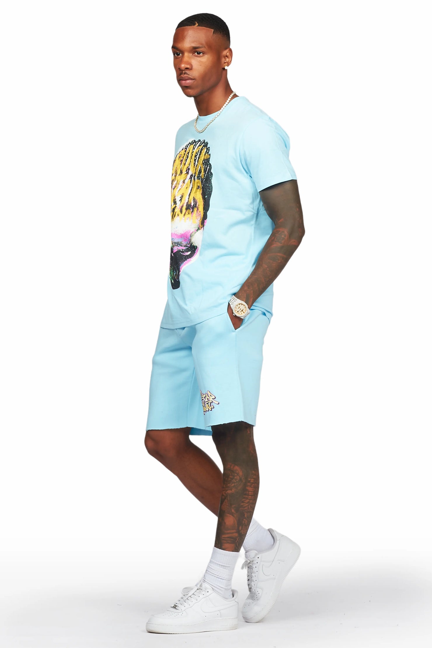 Hair Baby Blue T-Shirt/Short Set