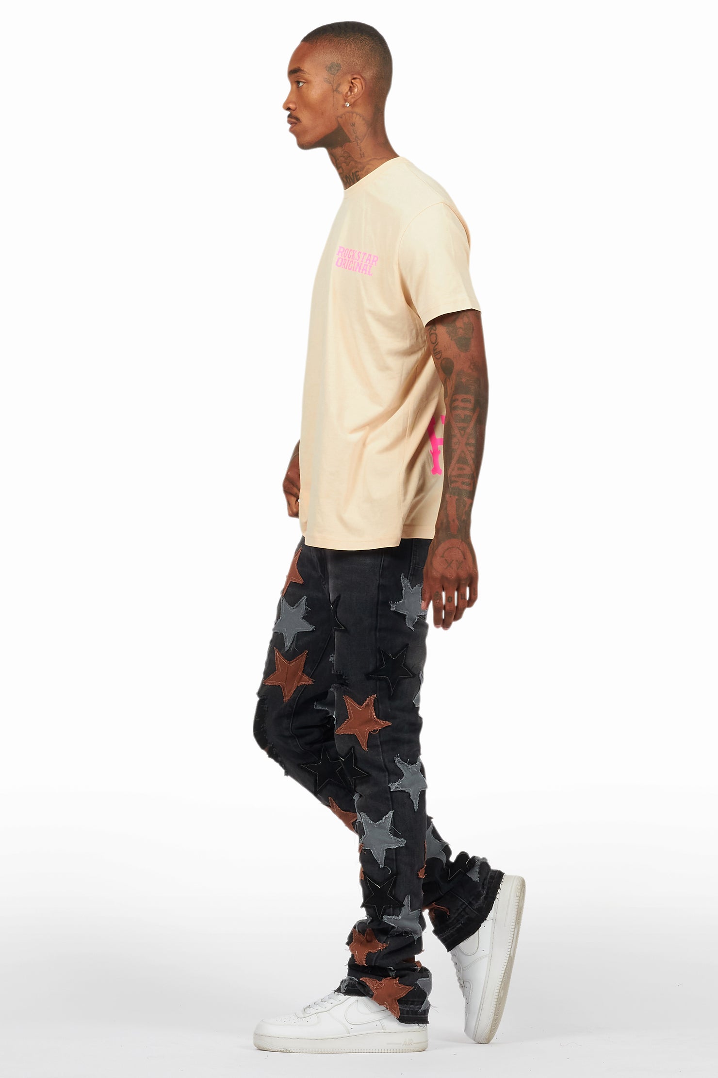 StarLane Dark Grey Stacked Flare Jean