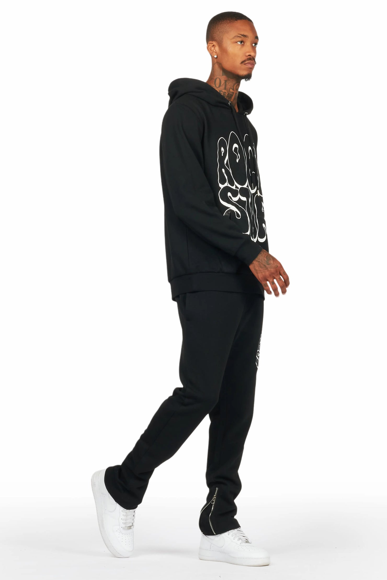 Warblen Black Slim Fit Track Set