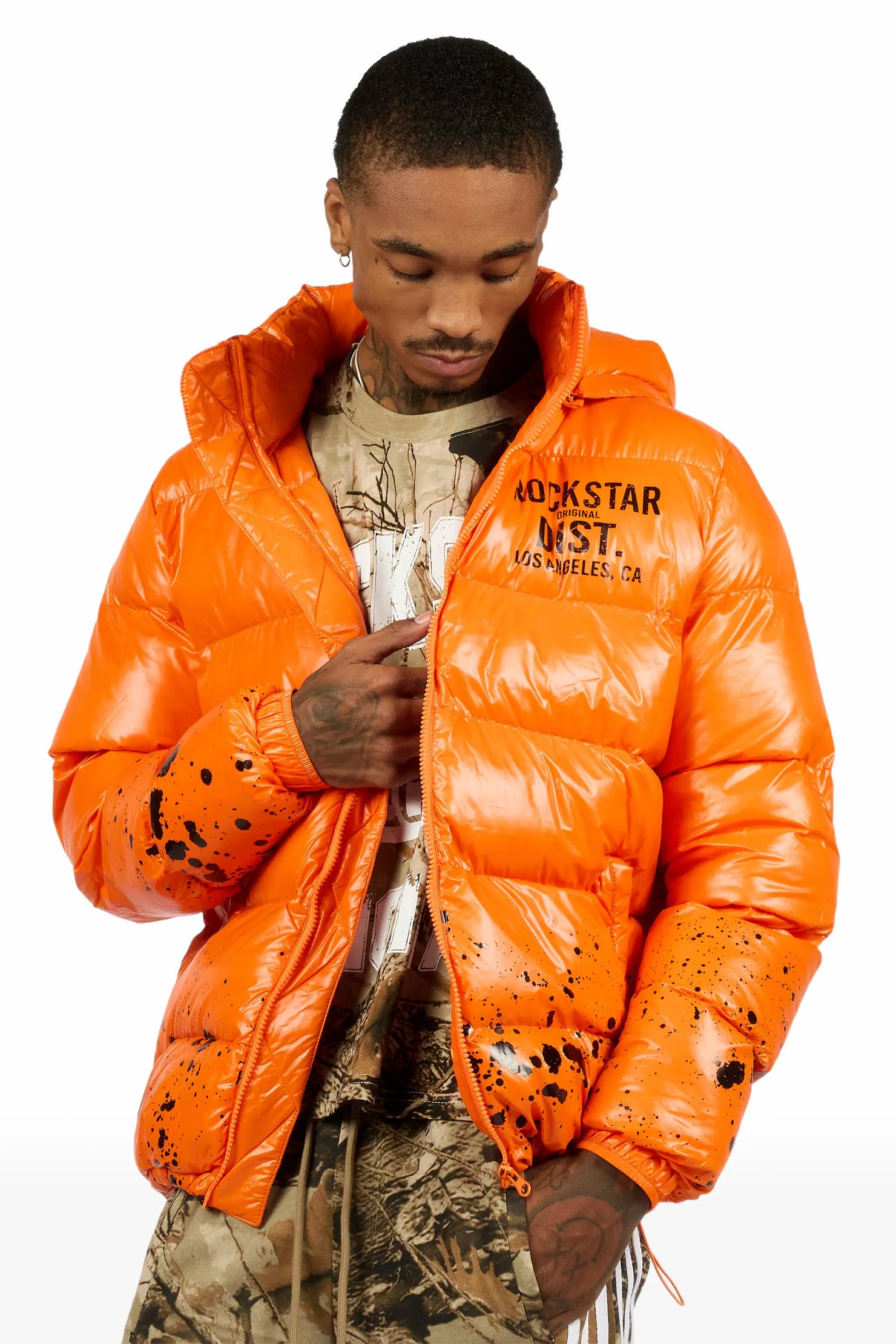 Raffer Orange Heavy Puffer Jacket