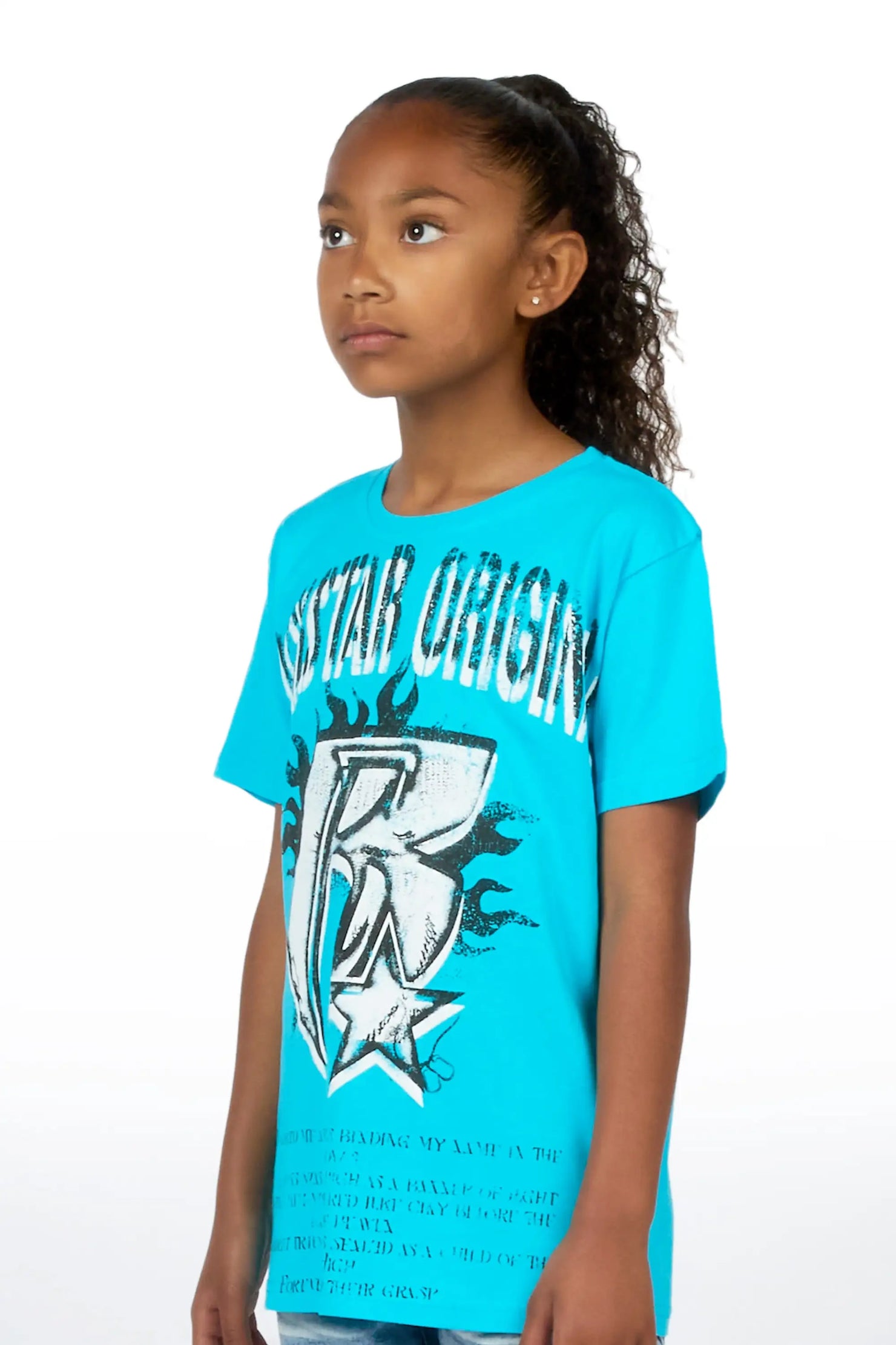Girls Truey Turquoise/White Graphic T-Shirt