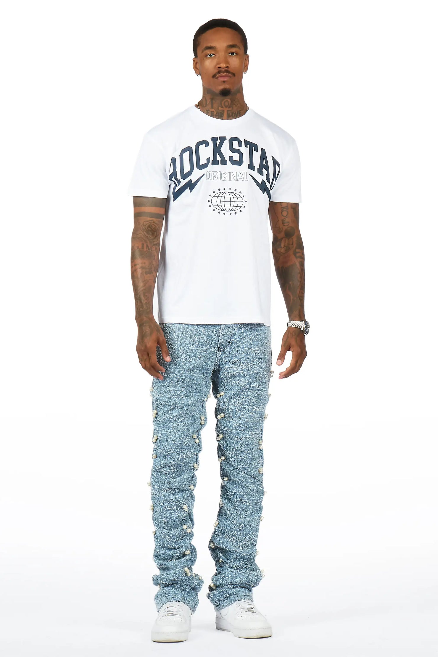 Shae Blue Pearl Stacked Fit Jean