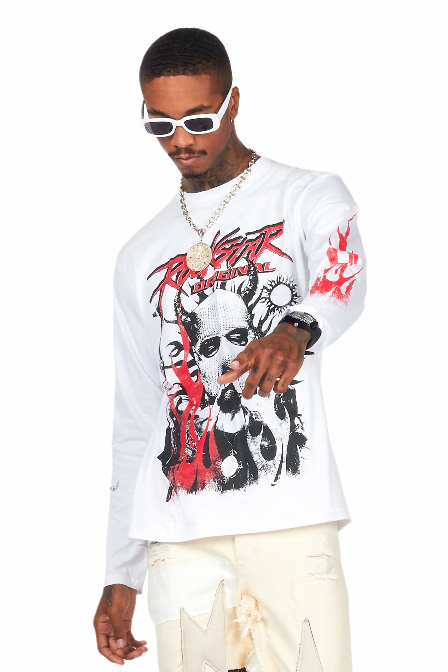 Mercy White Long Sleeve Graphic T-Shirt