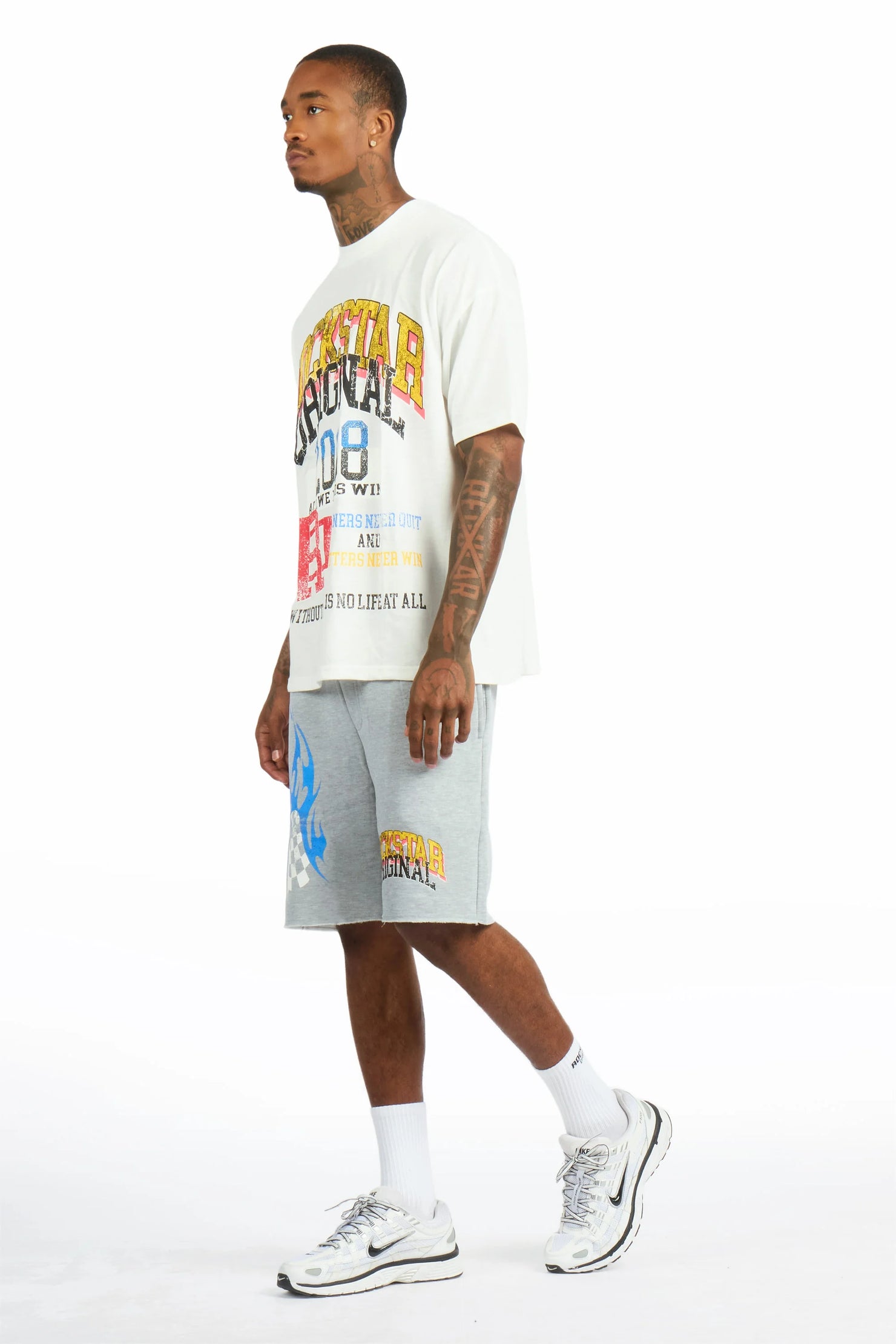 Colorful Race White/Grey T-Shirt Short Set
