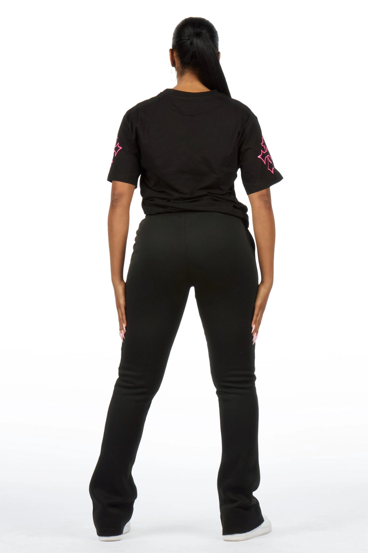 Deshunique Black T-Shirt Stacked Track Set