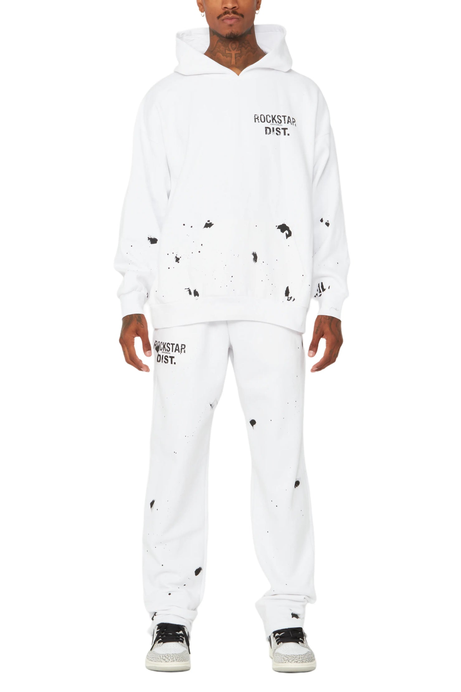 Raffer White Hoodie/Stacked Flare Track Set