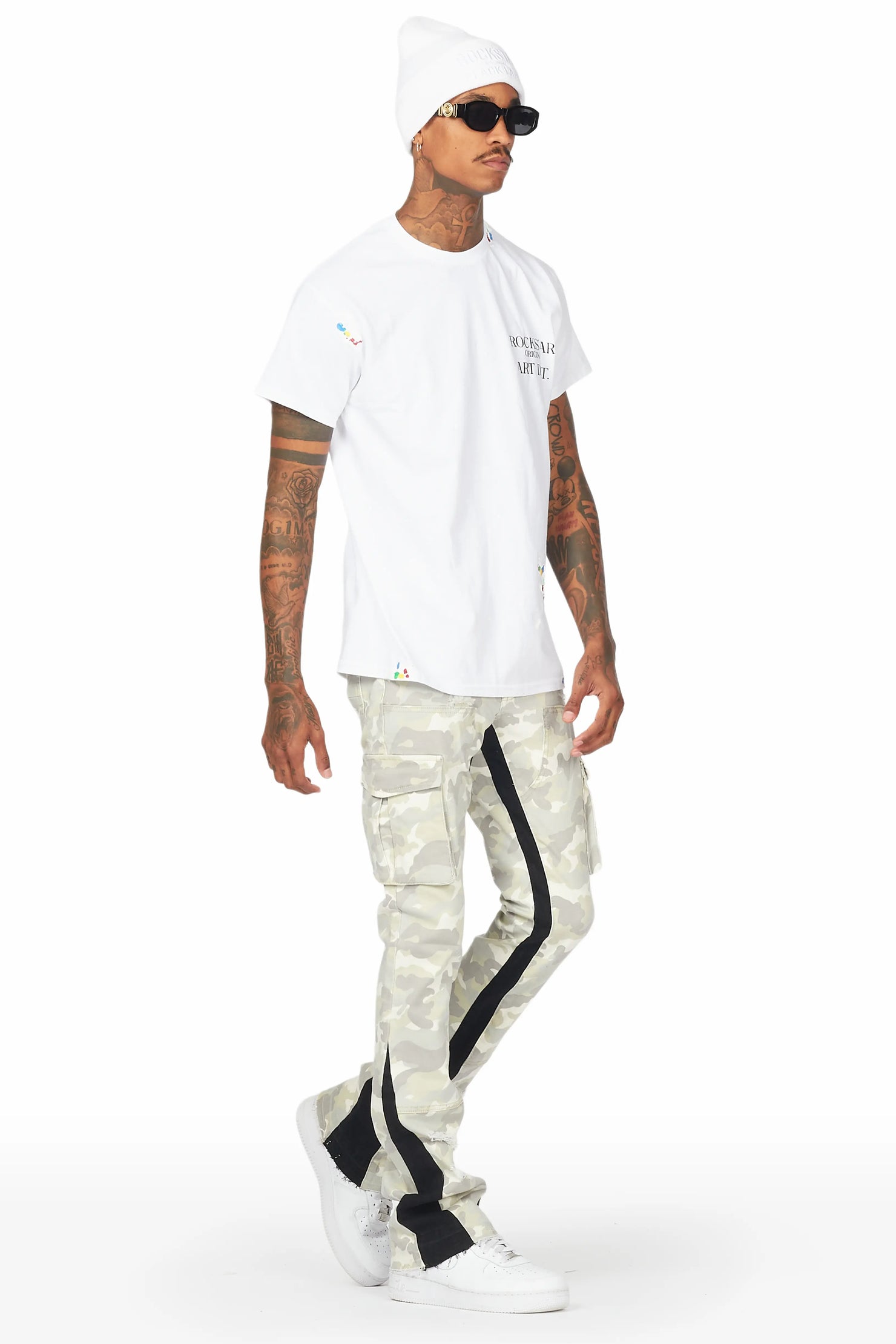 Decimus Light Camo Stacked Flare Jean