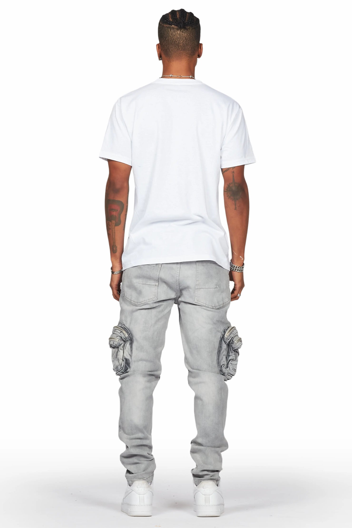 Falan Grey Skinny Fit Cargo Jean