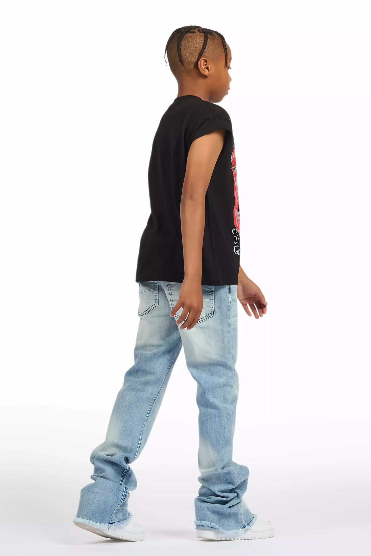 Boys Dag Dark Blue Stacked Flare Jean