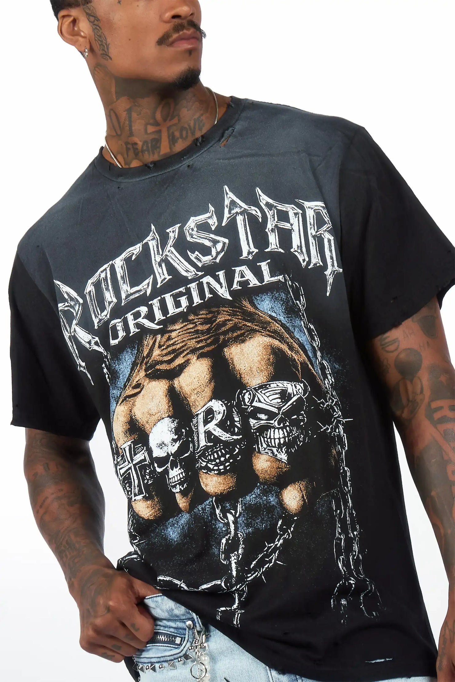 Ceus Black Oversized Graphic T-Shirt
