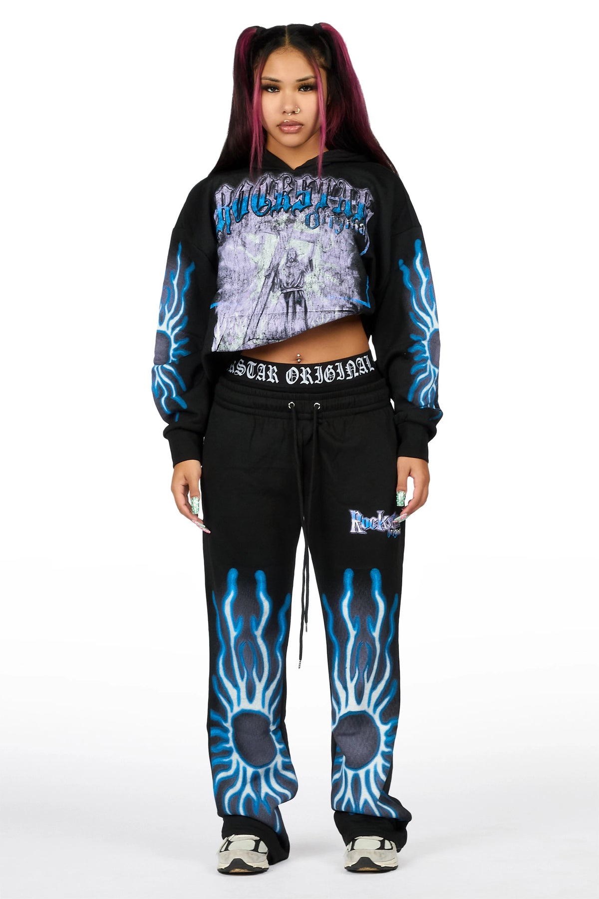 Xandria Black Graphic Baggy Fit Track Set