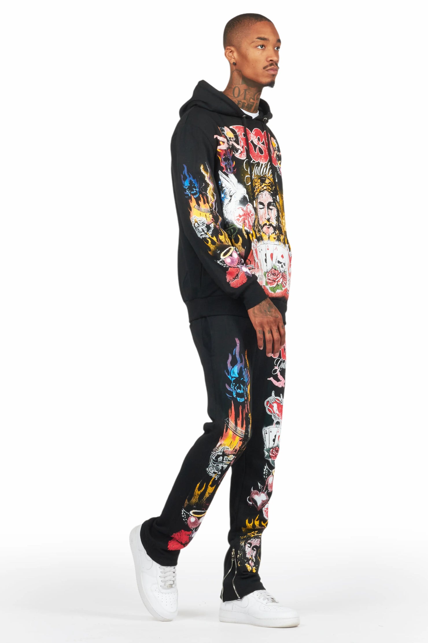 Germain Black Slim Fit Hoodie Track Set