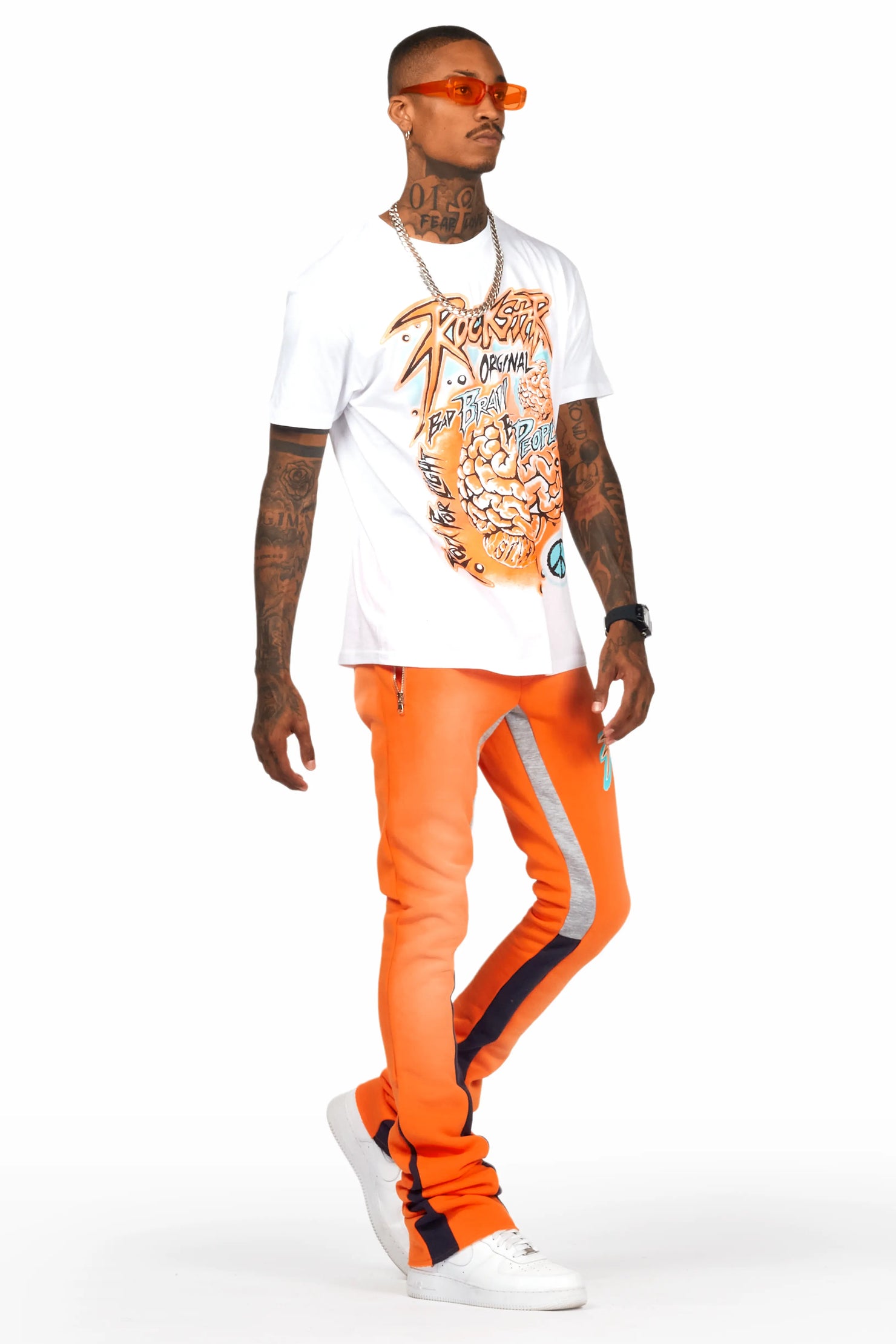 Braindead White/Orange T-Shirt/Super Stacked Track Set