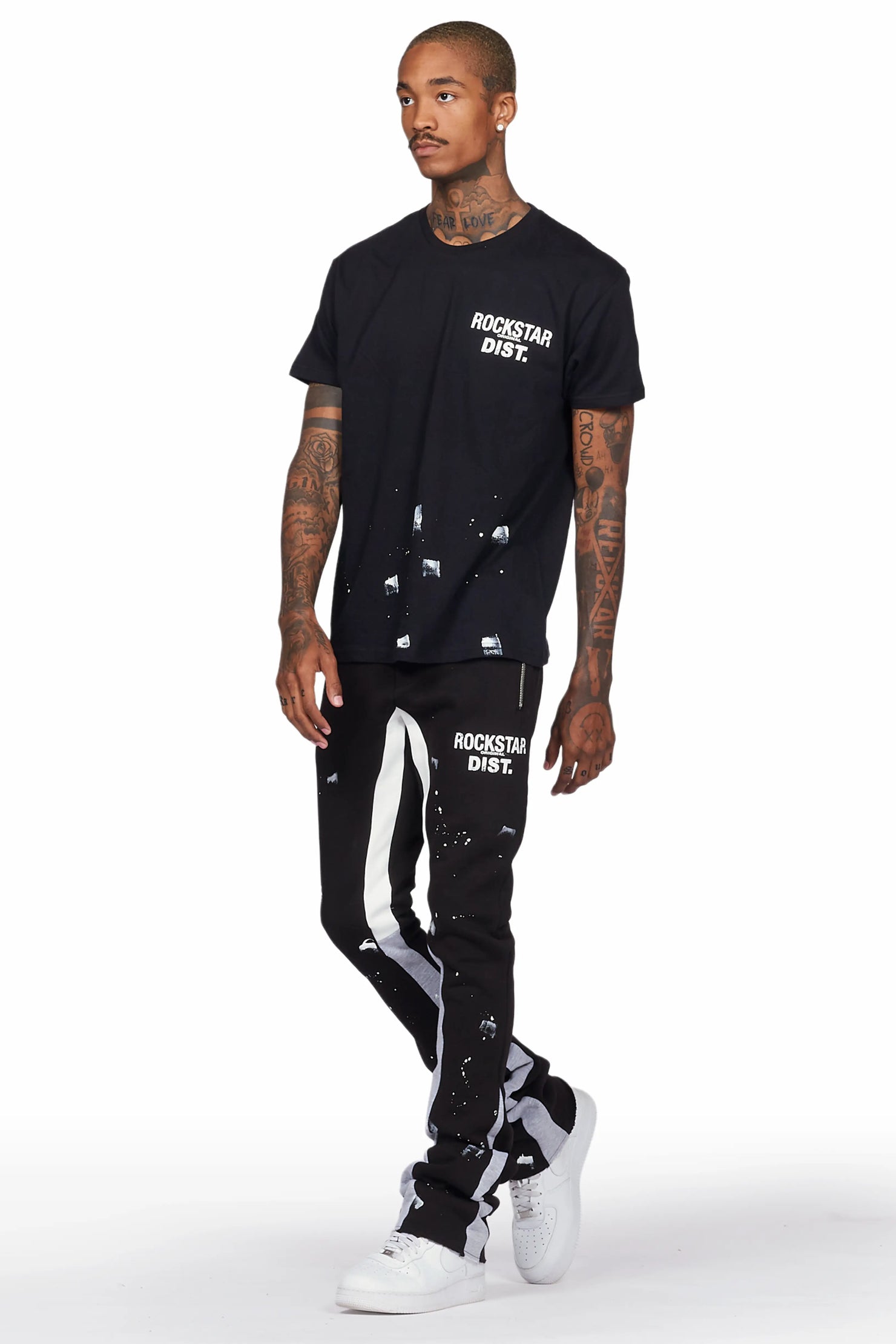 Raffer Black T-Shirt Super Stacked Flare Track Set