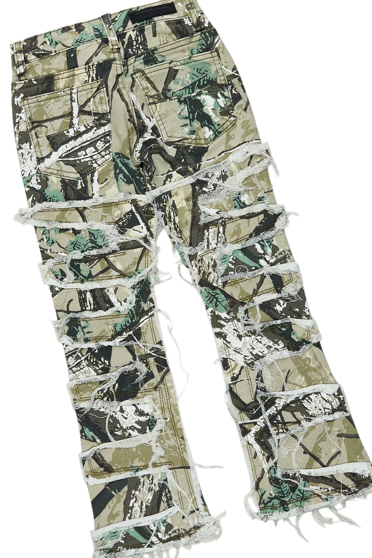 Girls Kammy Beige/Tree Camo Hoodie/Stacked Flare Jean Set