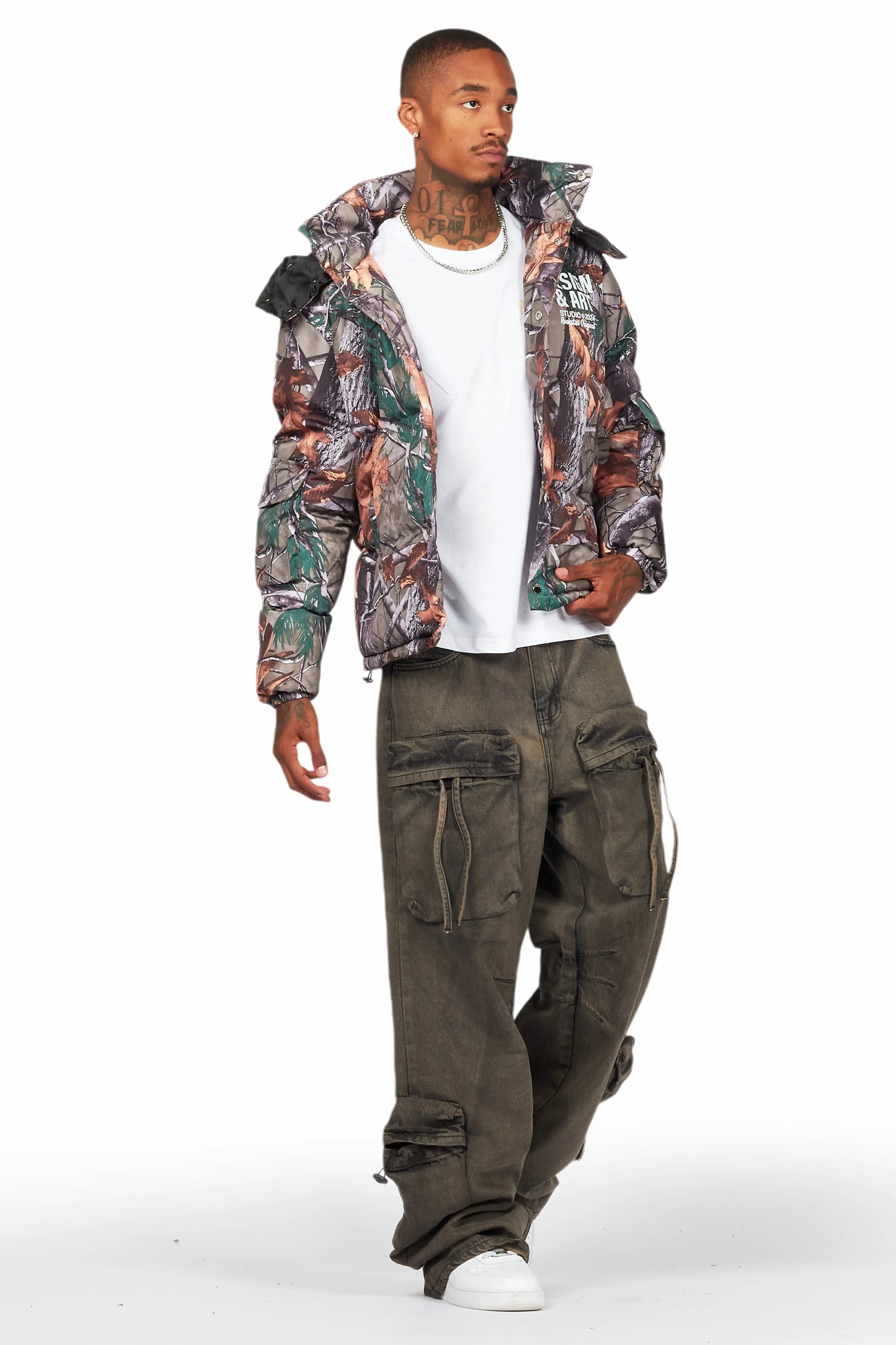 Cazer Dark Grey Baggy Fit Cargo Jean