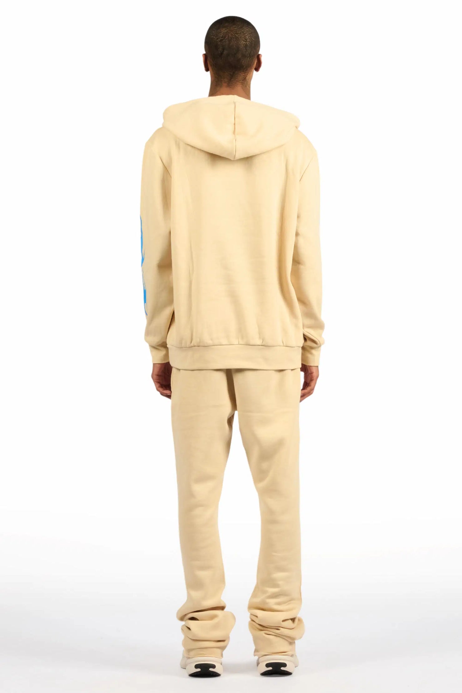 Colorful Race Beige Hoodie Stacked Track Set