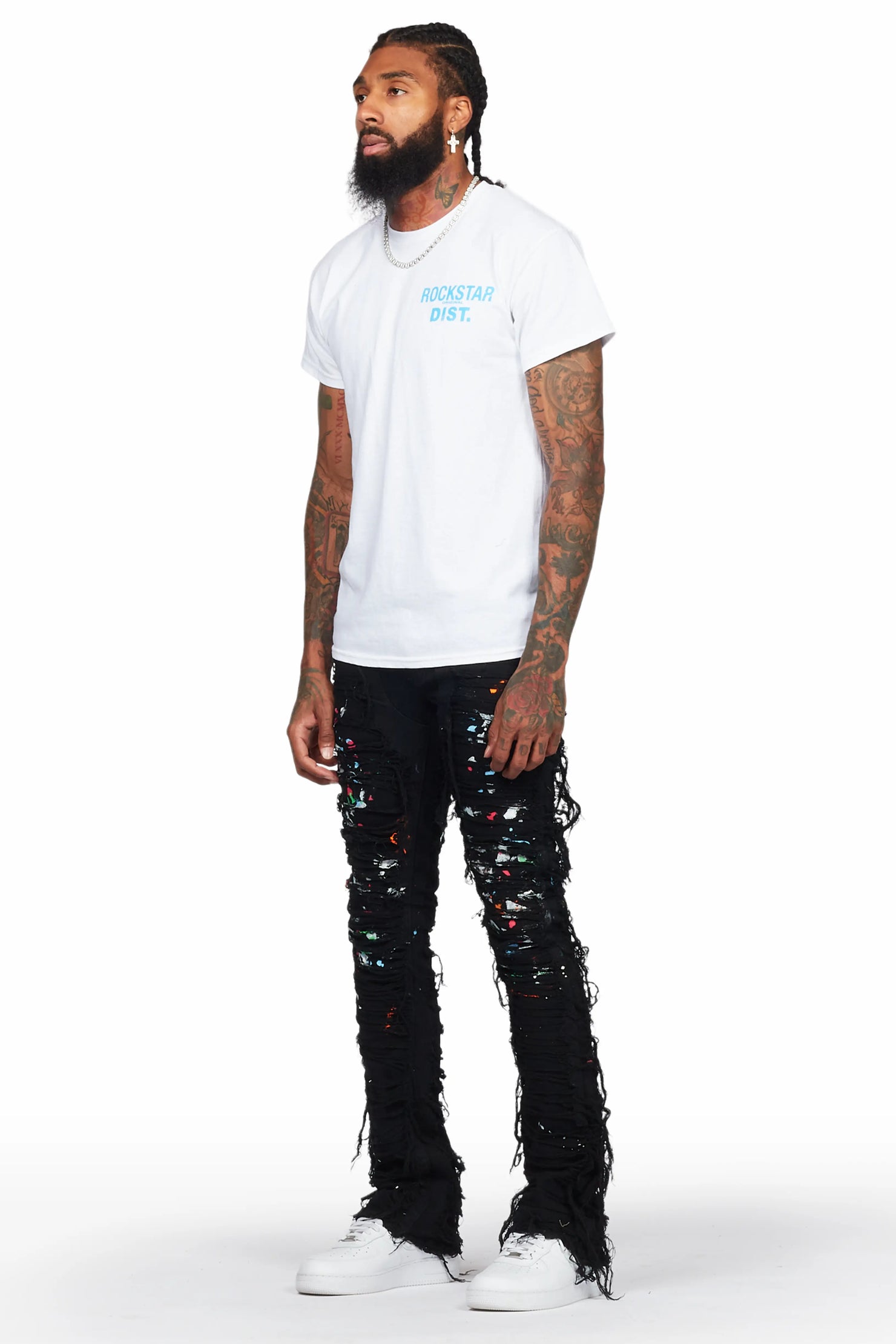 Talasi Black Painter Stacked Flare Jean