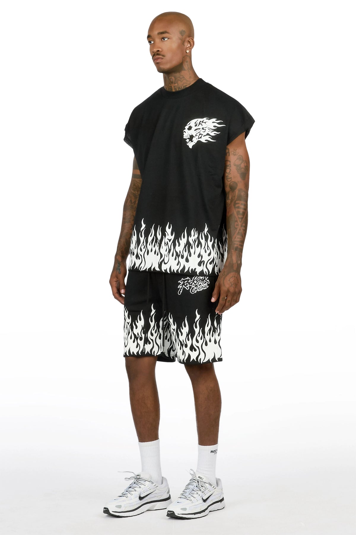 Bubble Black Cut Sleeve T-Shirt Short Set
