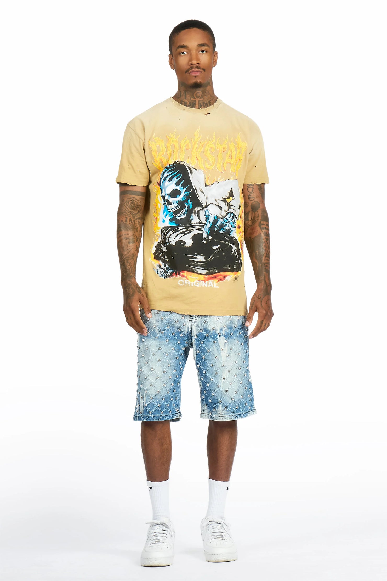Glit Blue Rhinestone Denim Short