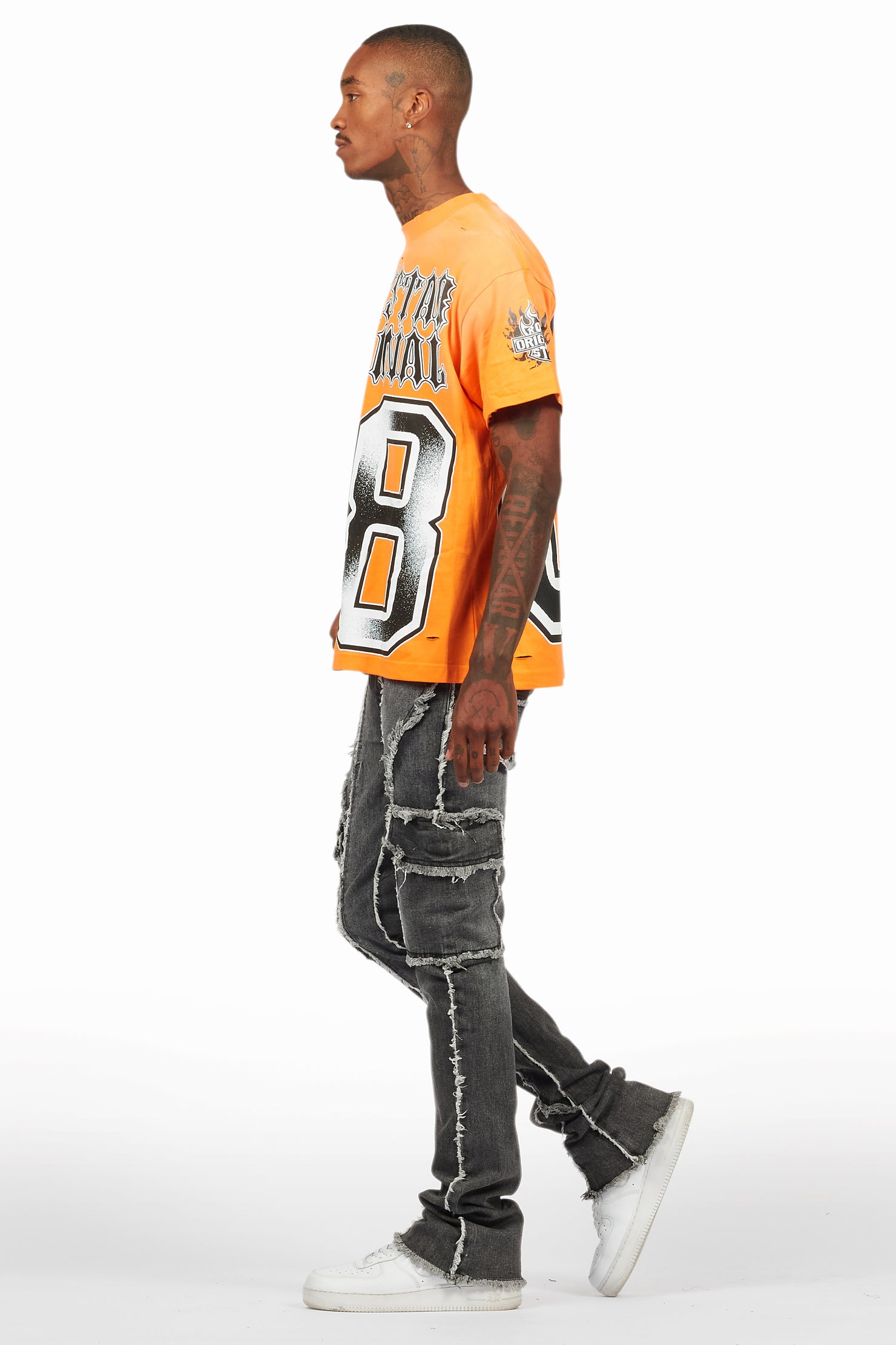 Alim Orange Oversized Graphic T-Shirt