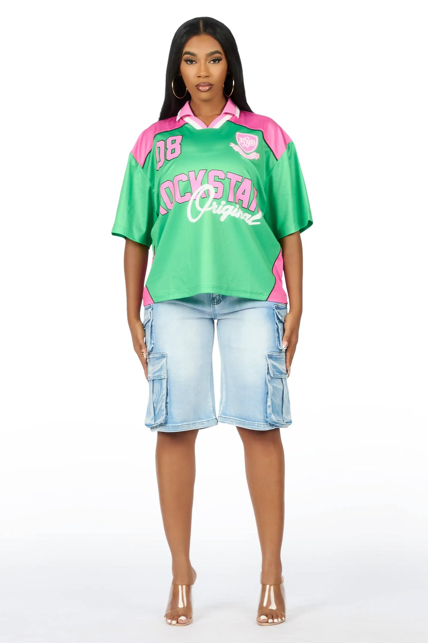 Sheanette Green/Pink Graphic Jersey
