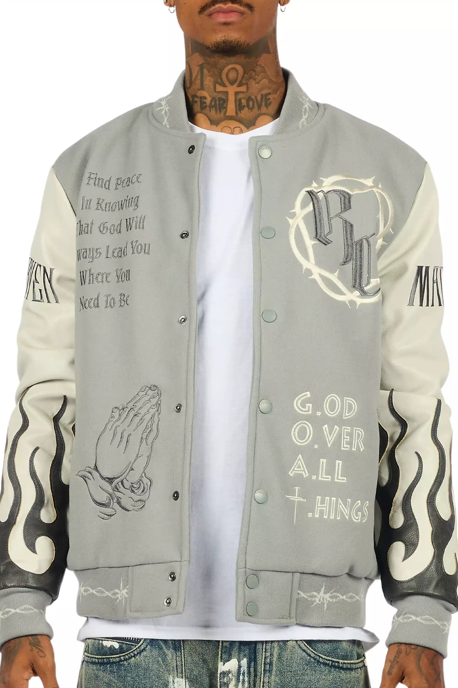 Caelus Grey Varsity Jacket