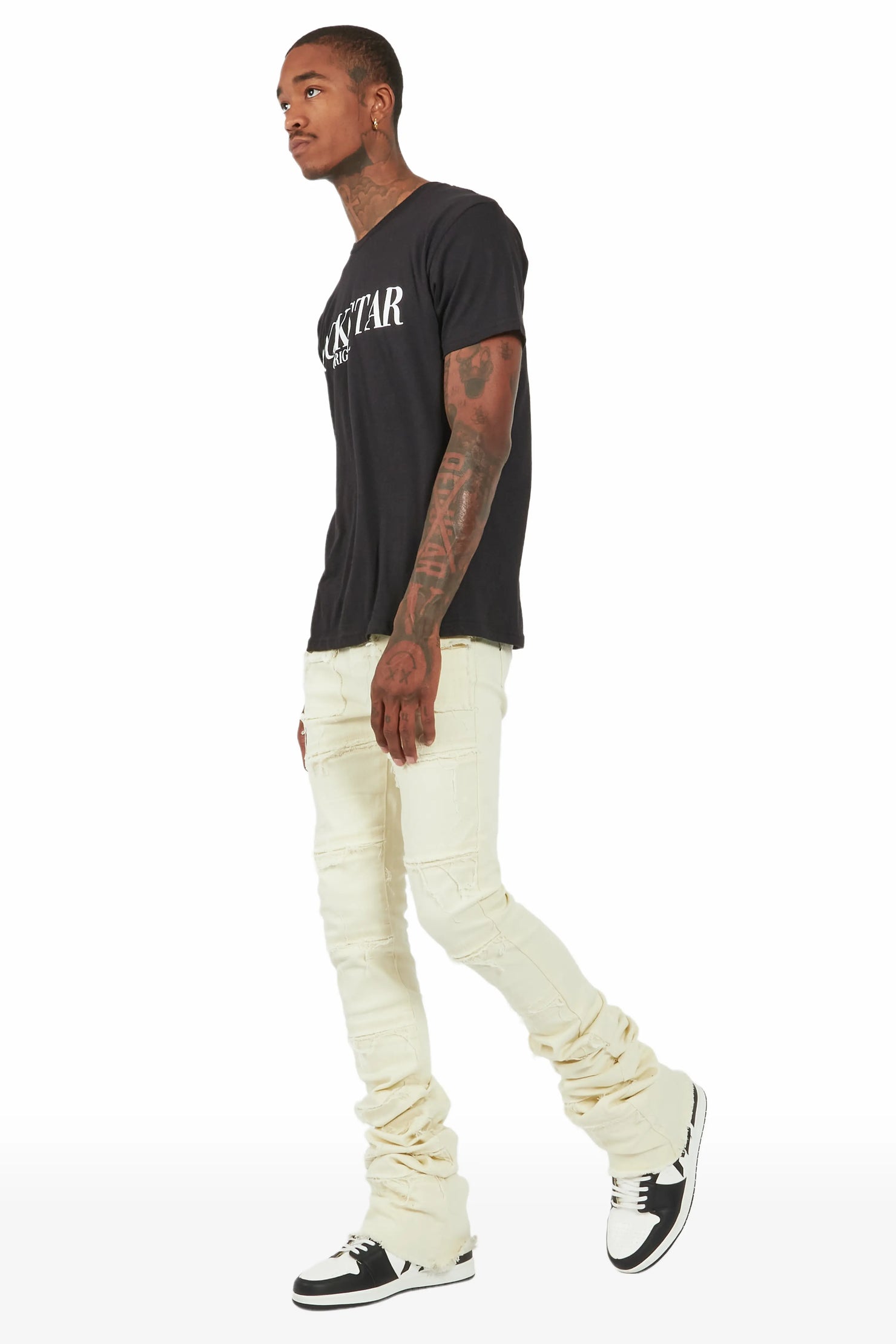 Zevon Cream Super Stacked Flare Jean