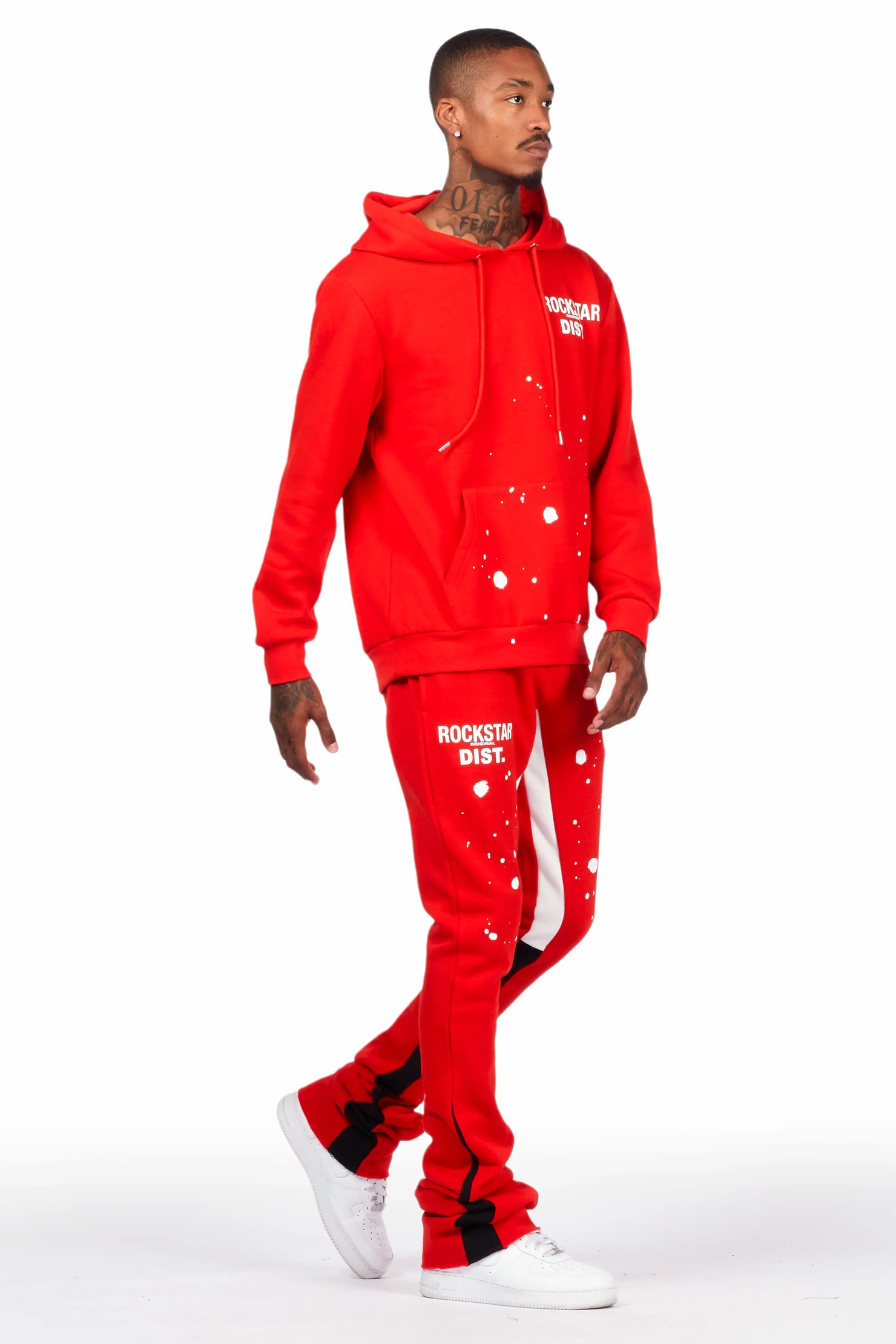 Raffer Red Hoodie/Super Stacked Flare Pant Set