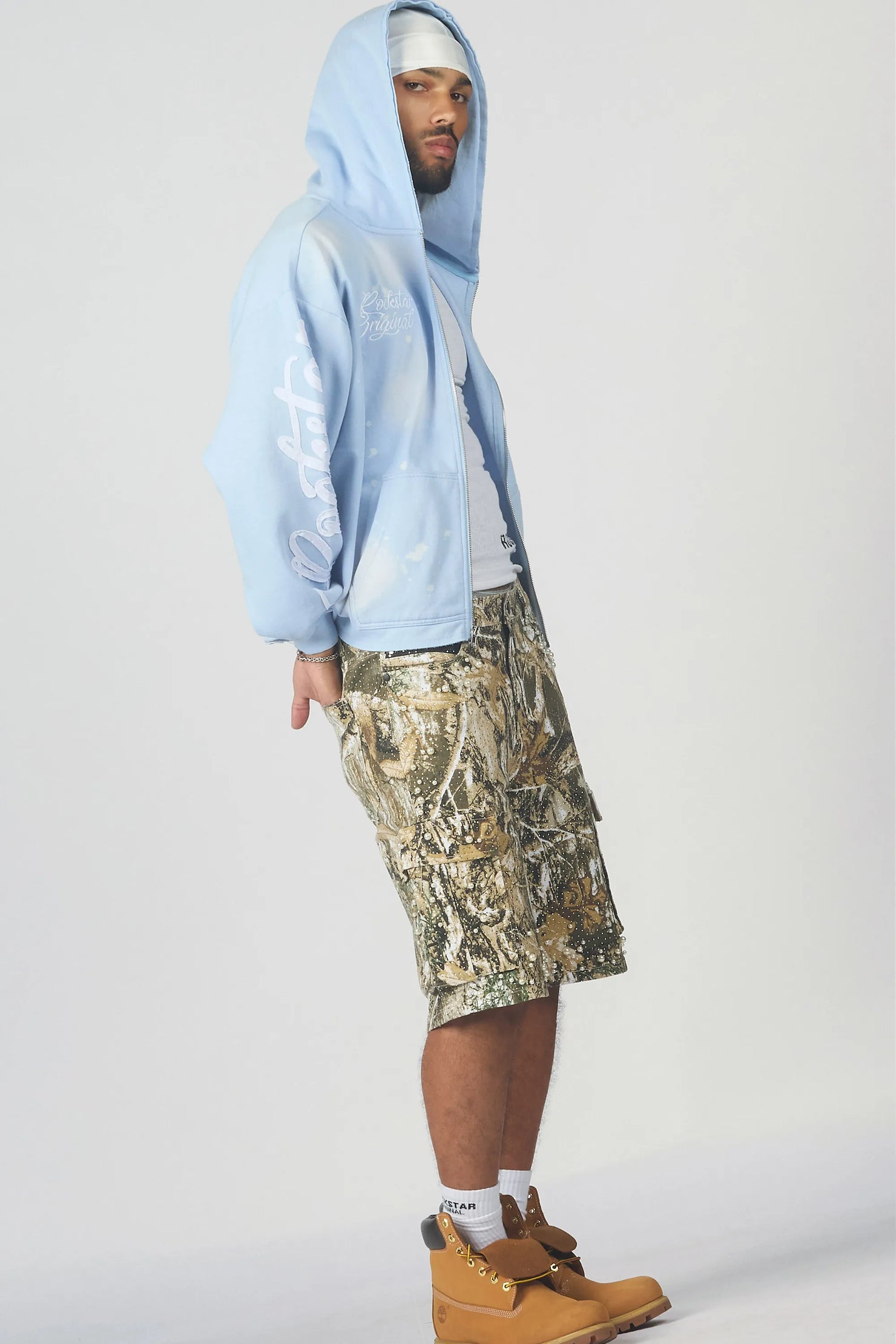 Sevyn Tree Camo Rhinestone Denim Short