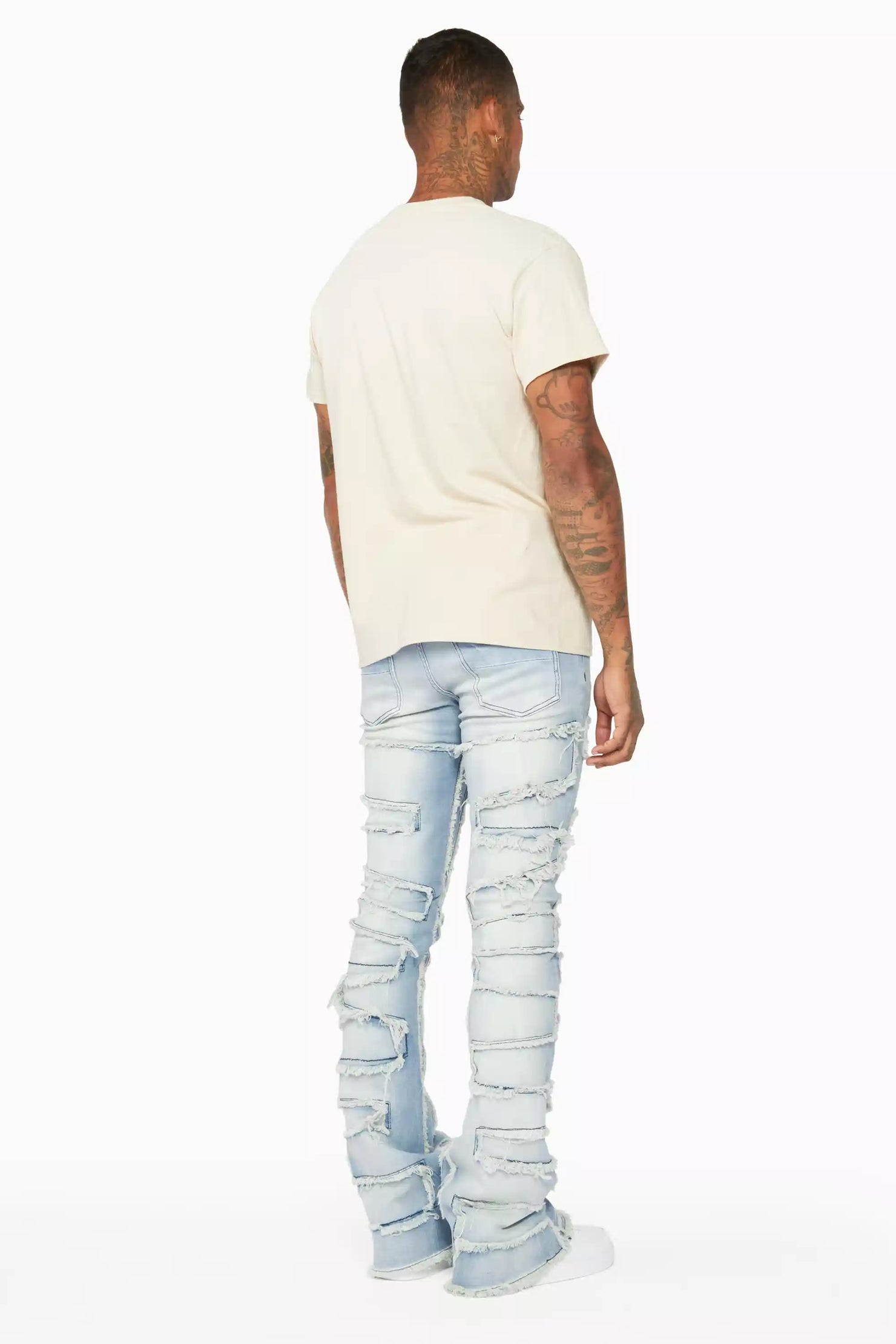 Shake Light Blue Stacked Flare Jean