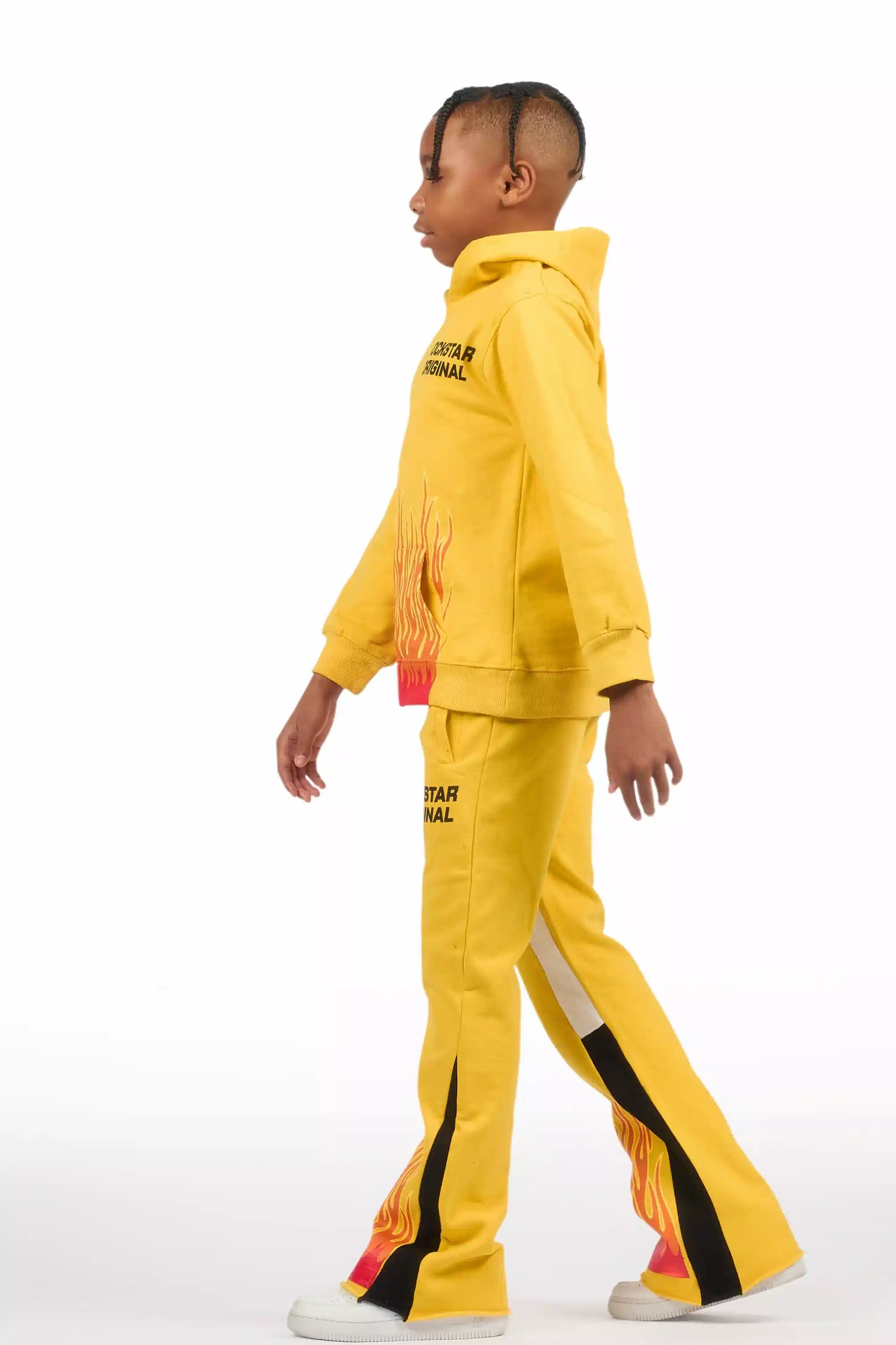 Boys Roeland Yellow/Red Stacked Flare Pant Set