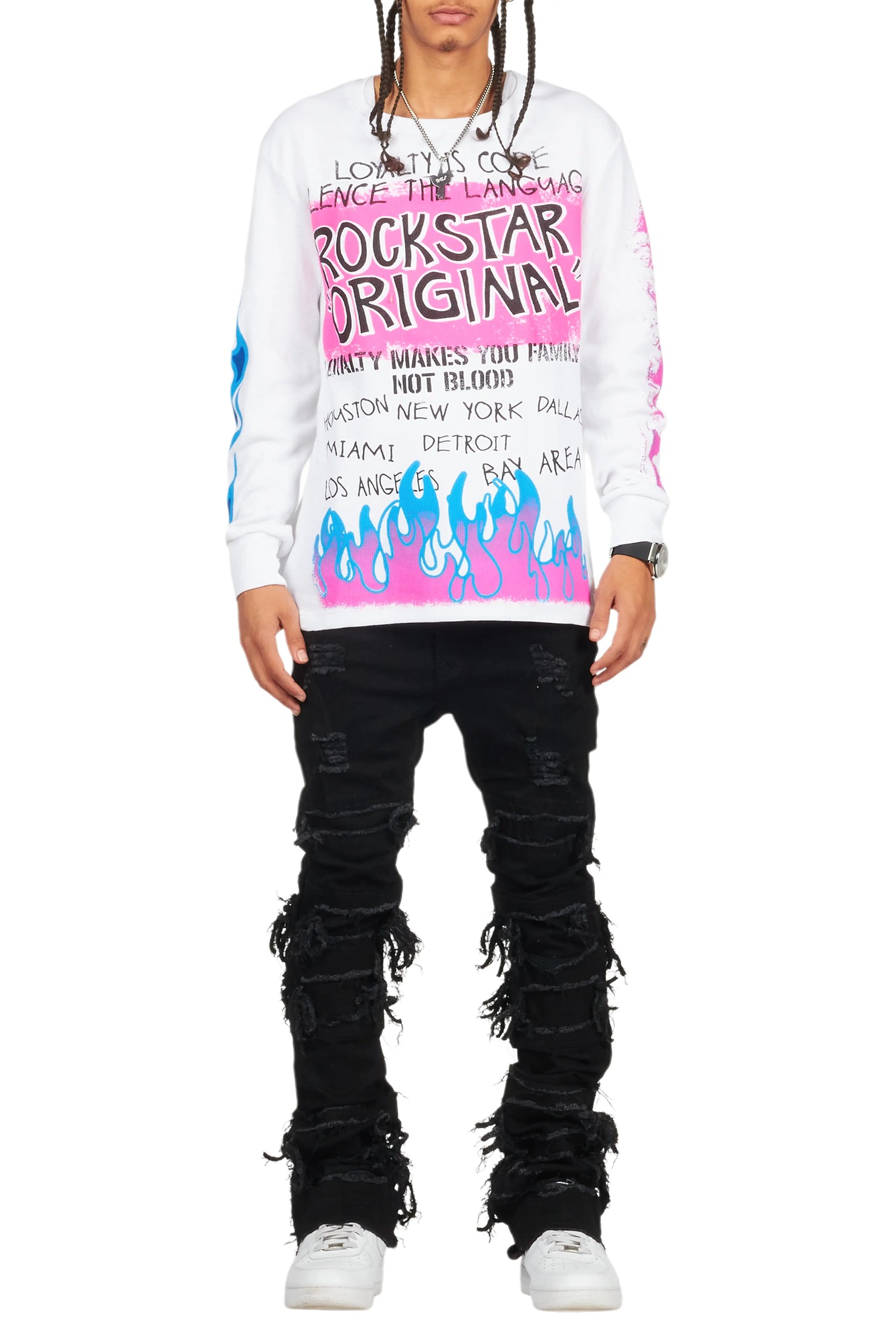 Vasco Jet Black Stacked Flare Jean